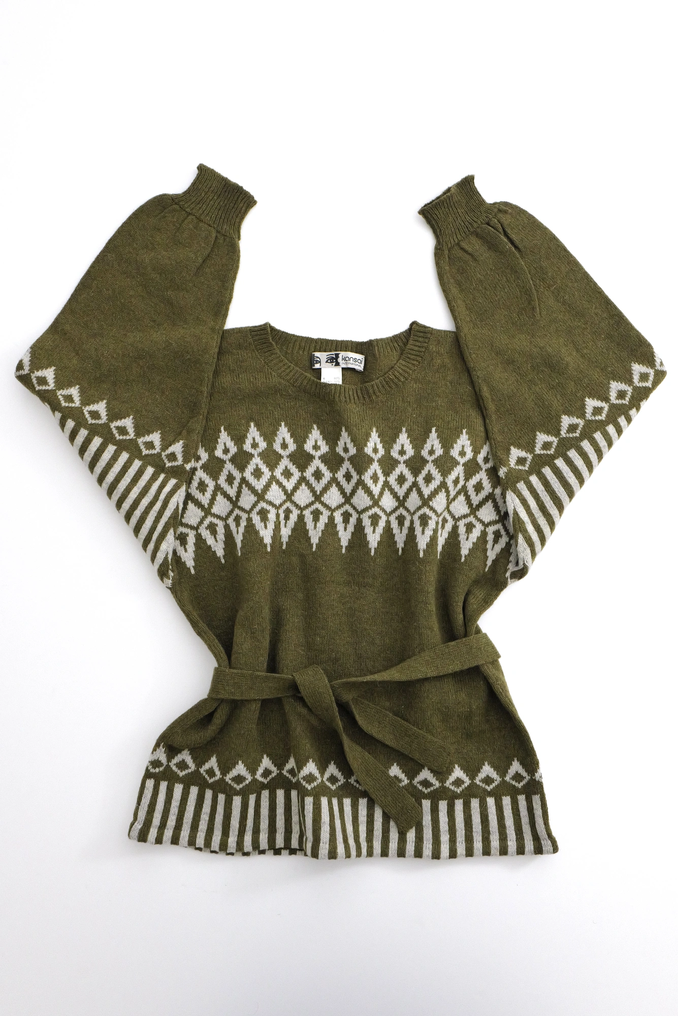 KANSAI YAMAMOTO Pull-over en laine Kaki vintage, passéist — photo 1