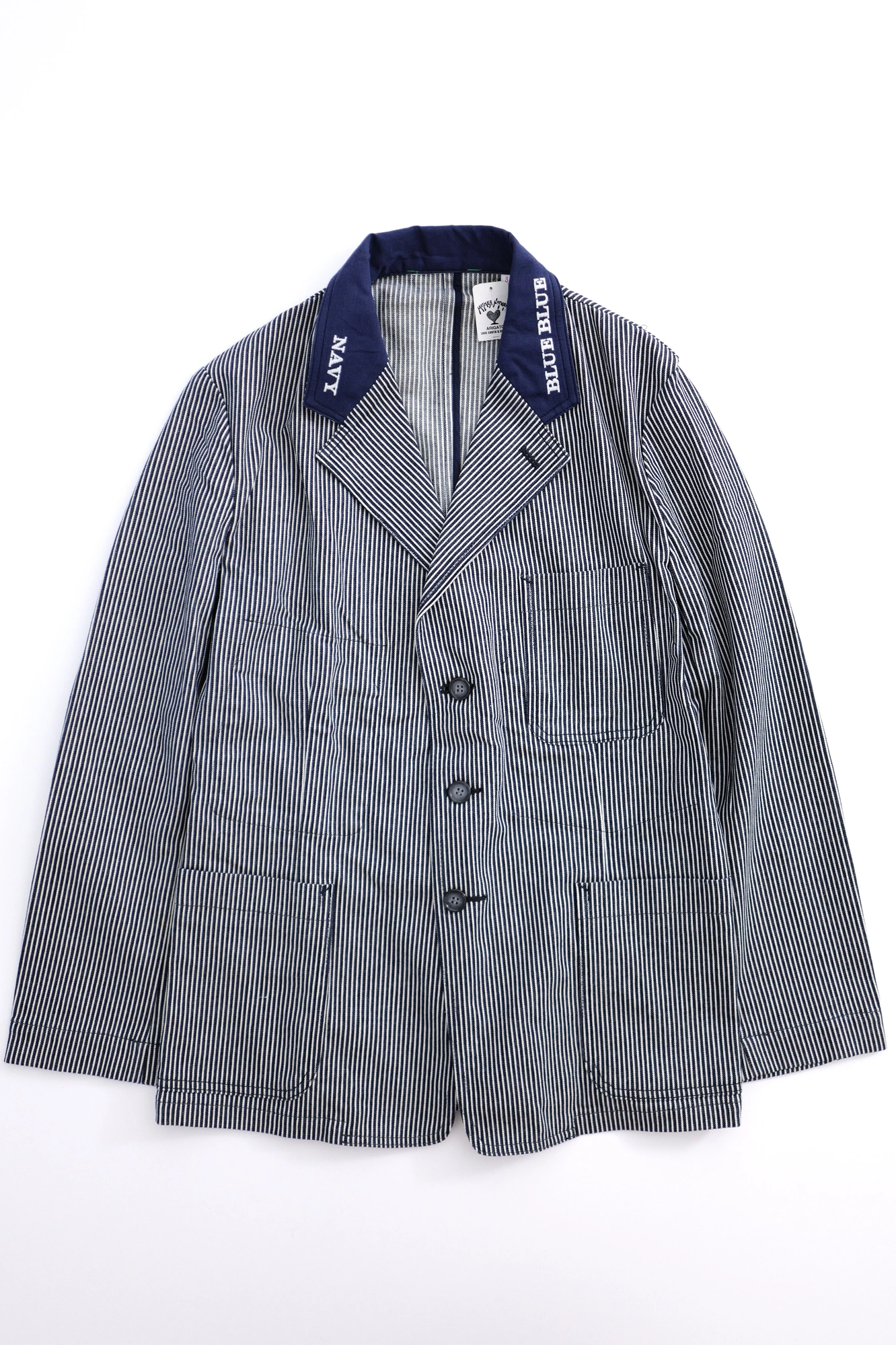 BLUE BLUE JAPAN Veste hickory Marine vintage, passéist — photo 1