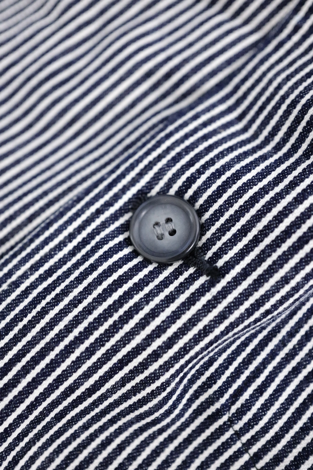 BLUE BLUE JAPAN Veste hickory Marine vintage, passéist — photo 6