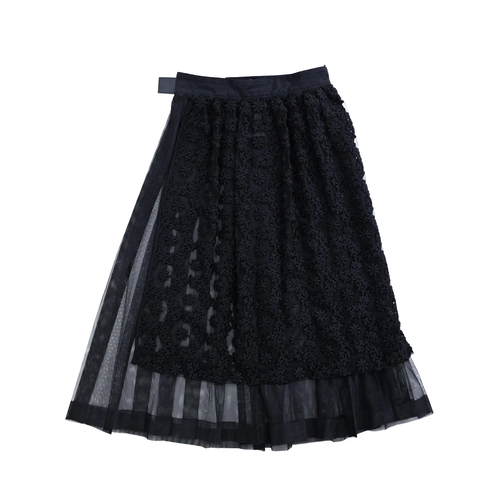 NOIR KEI NINOMIYA Jupe mi-longue Noir vintage, passéist — photo 12