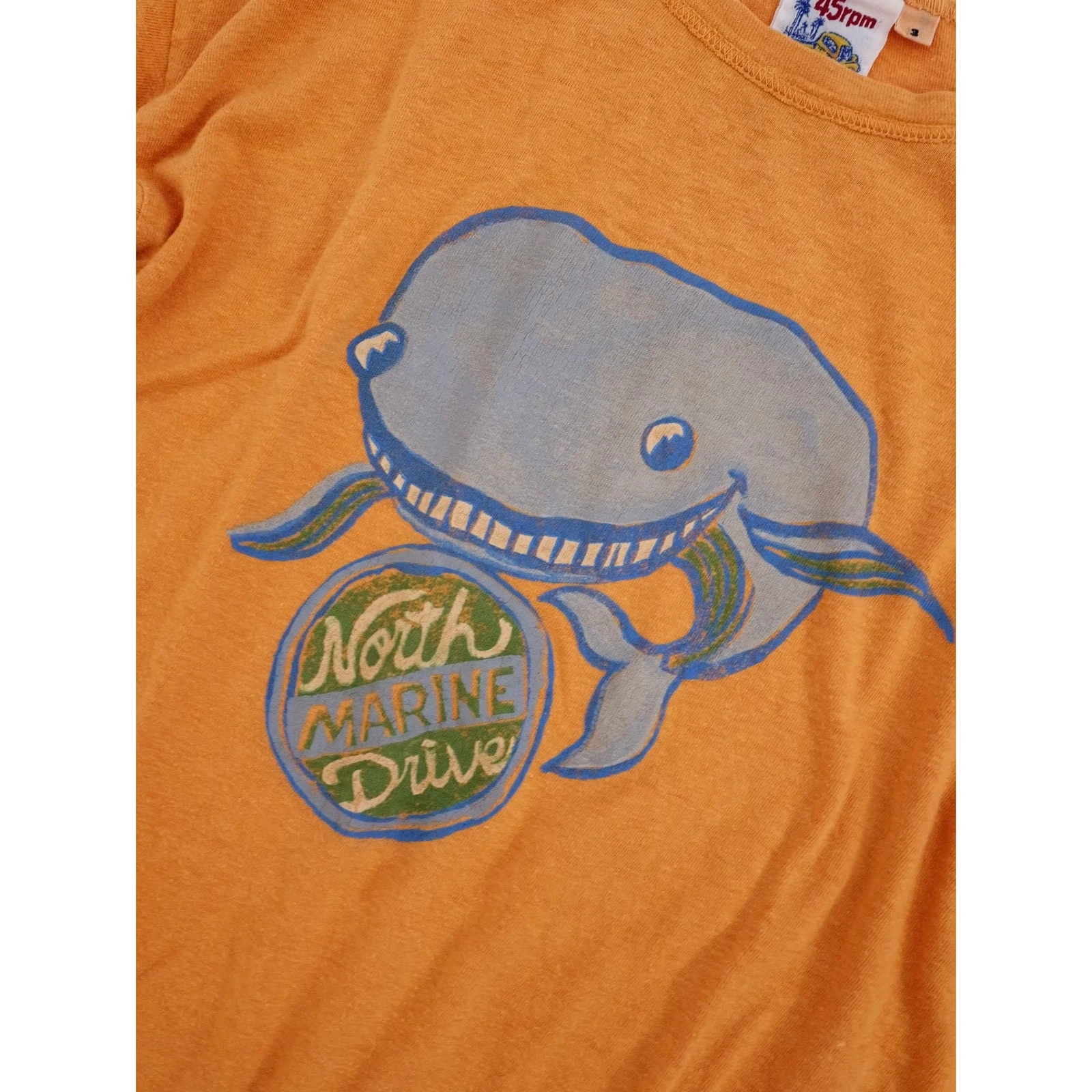 45RPM T-shirt Orange vintage, passéist — photo 7