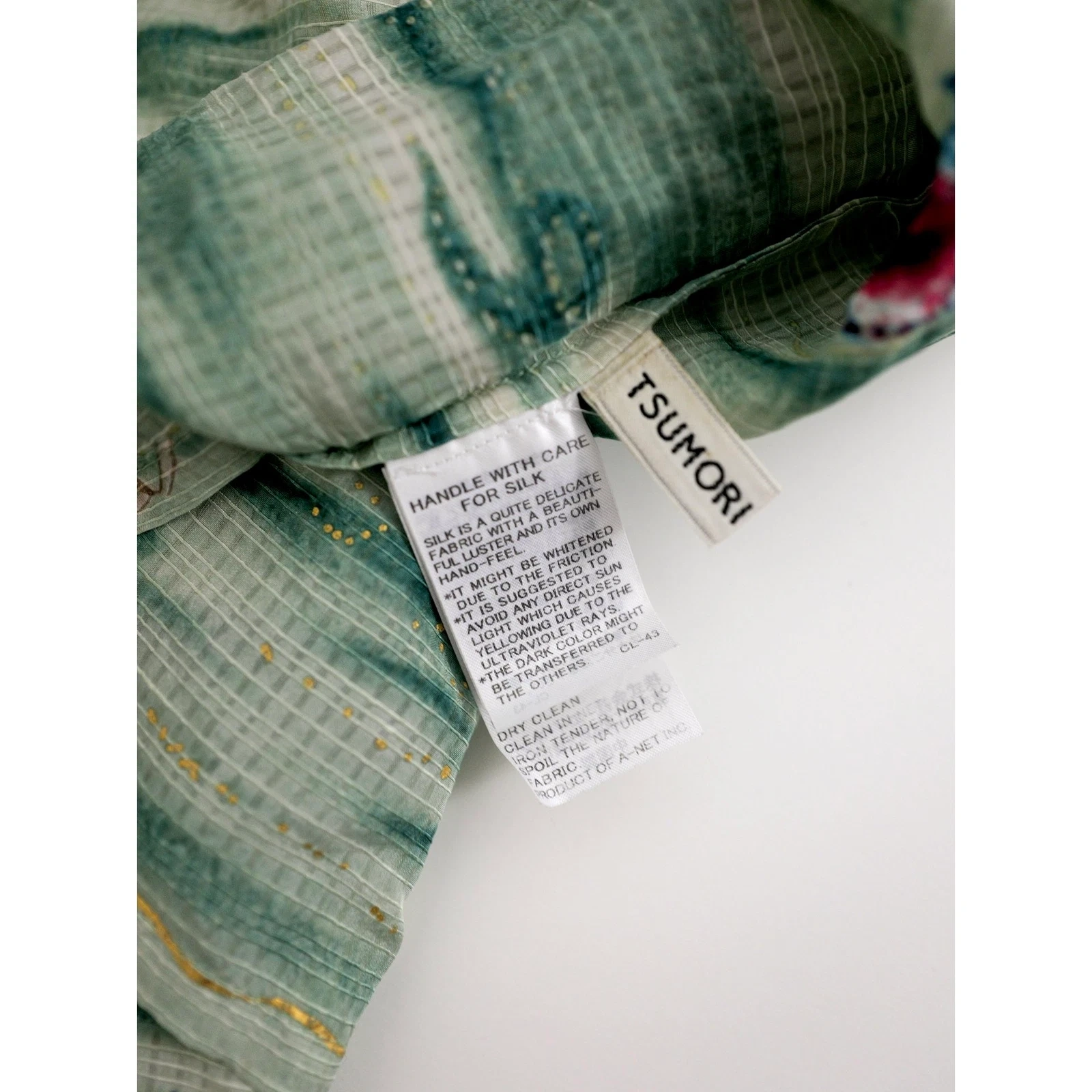 TSUMORI CHISATO Mini jupe en soie Vert vintage, passéist — photo 12
