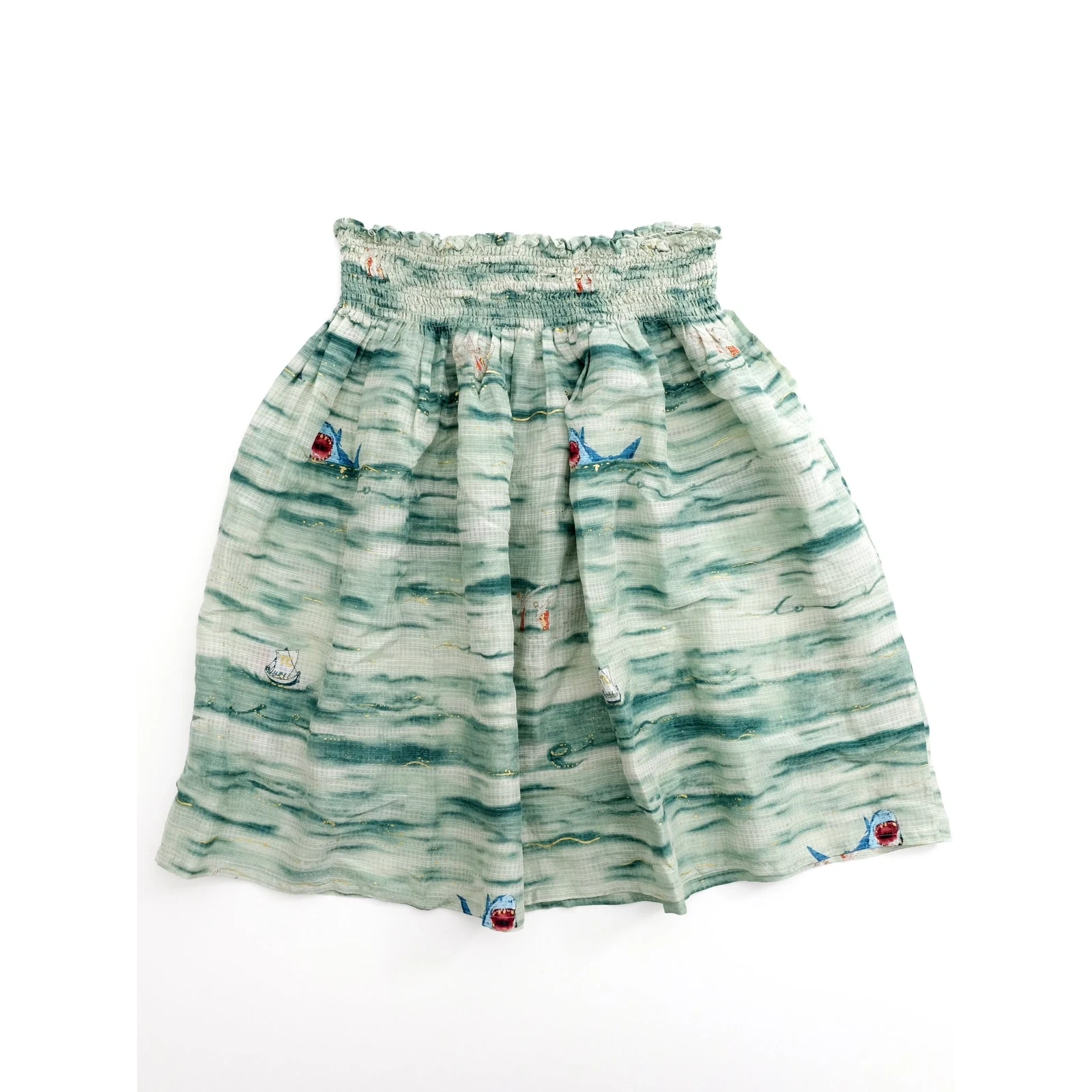 TSUMORI CHISATO Mini jupe en soie Vert vintage, passéist — photo 14