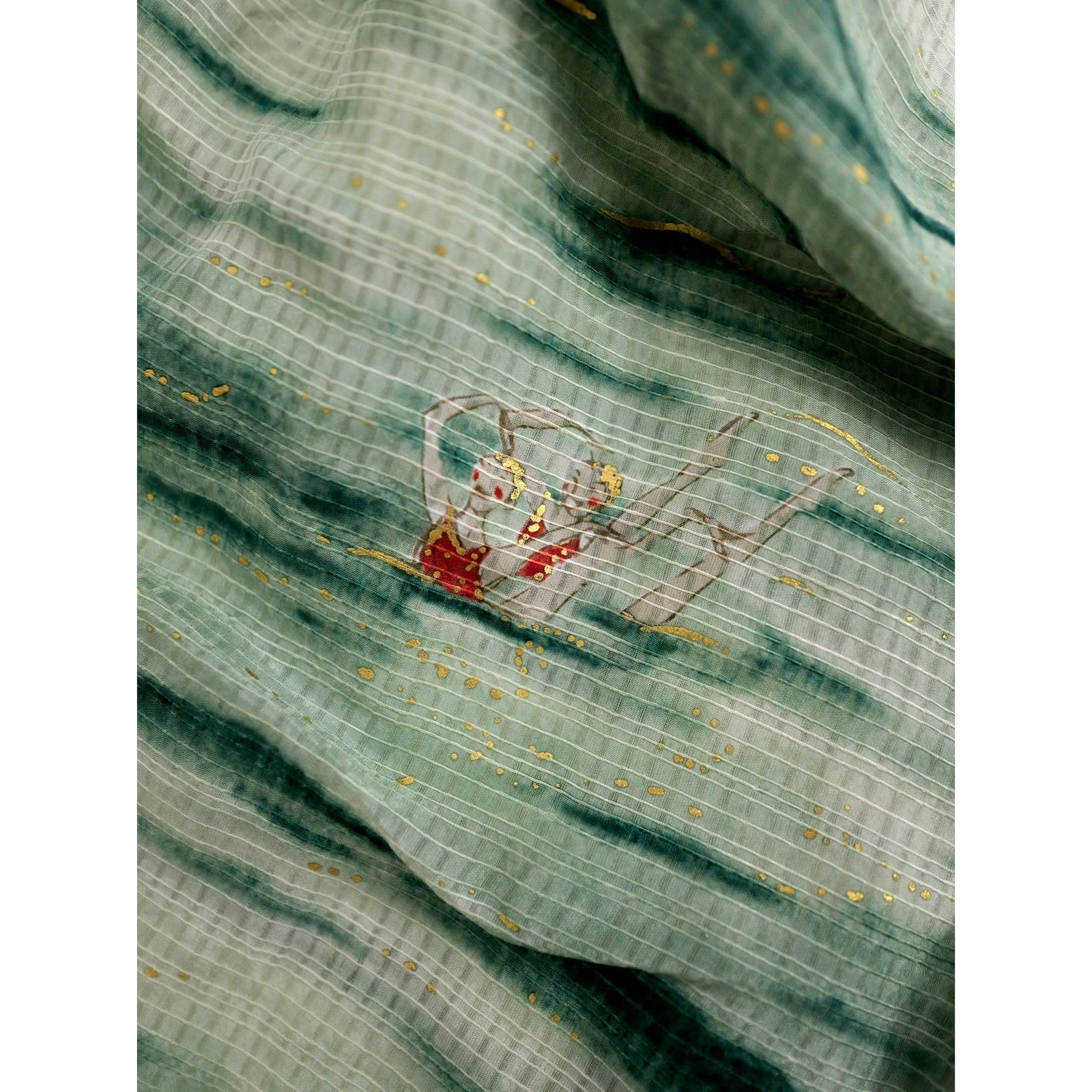 TSUMORI CHISATO Mini jupe en soie Vert vintage, passéist — photo 7