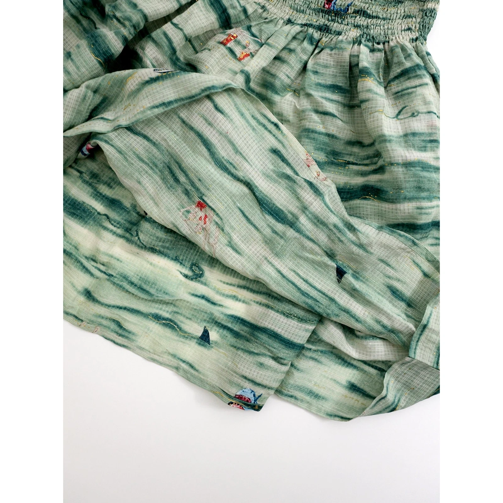 TSUMORI CHISATO Mini jupe en soie Vert vintage, passéist — photo 10