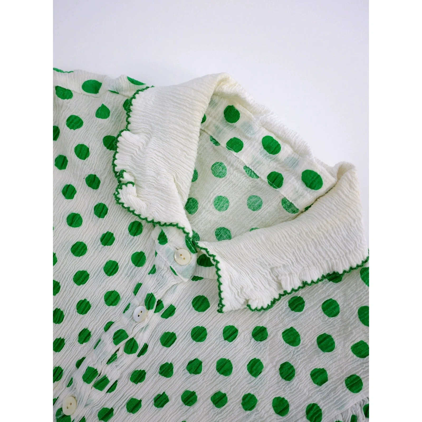 TSUMORI CHISATO Blouse Vert vintage, passéist — photo 4